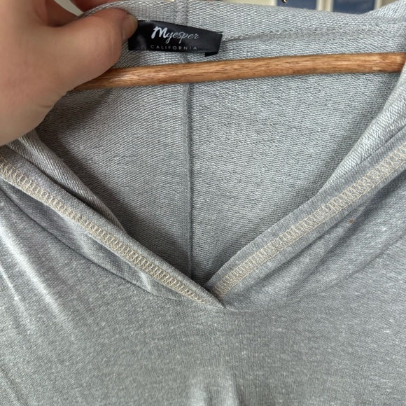 Myesper California Heathered Gray Lightweight Oversized Striped Hoodie - 2XL - Picture 7 of 8